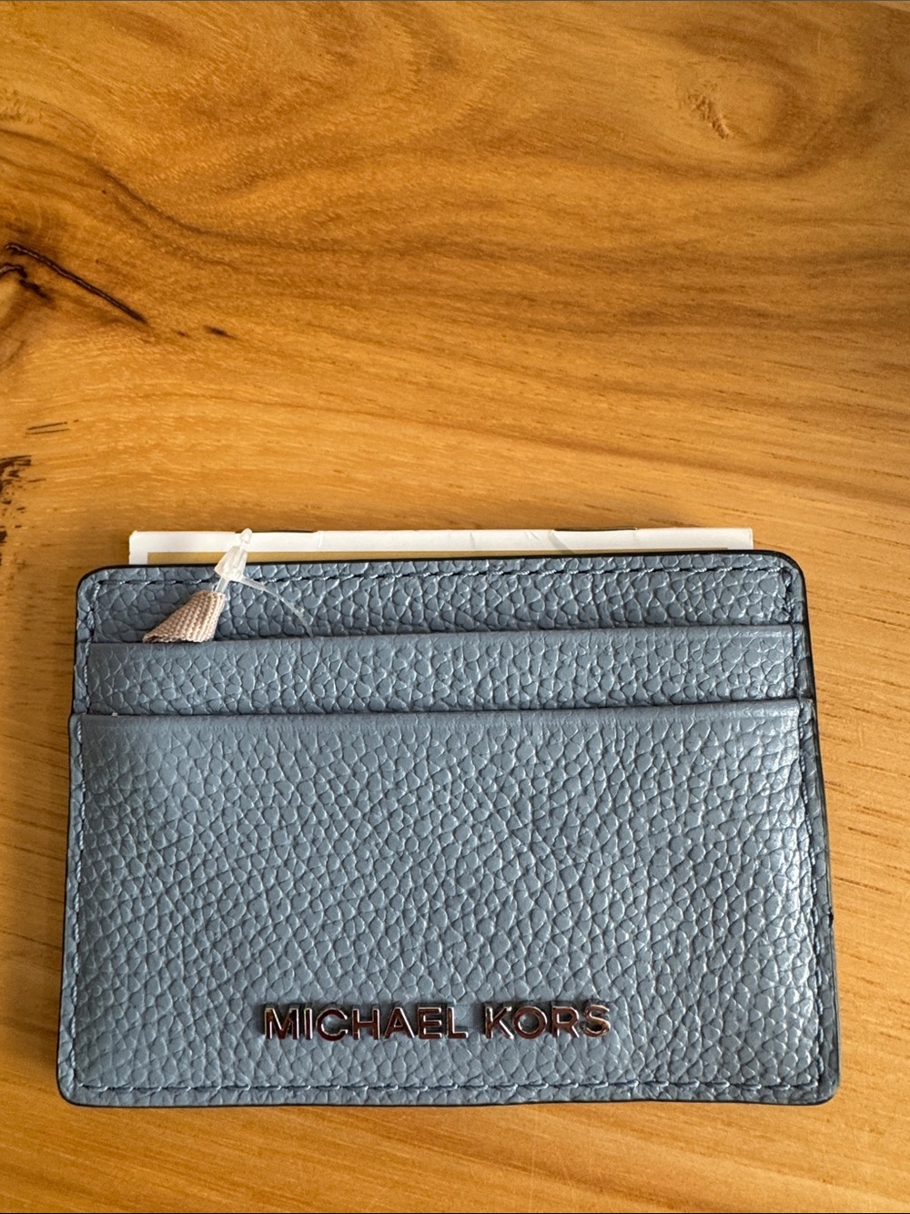 Michael Kors Slate Blue Pebbled Leather Card Holder